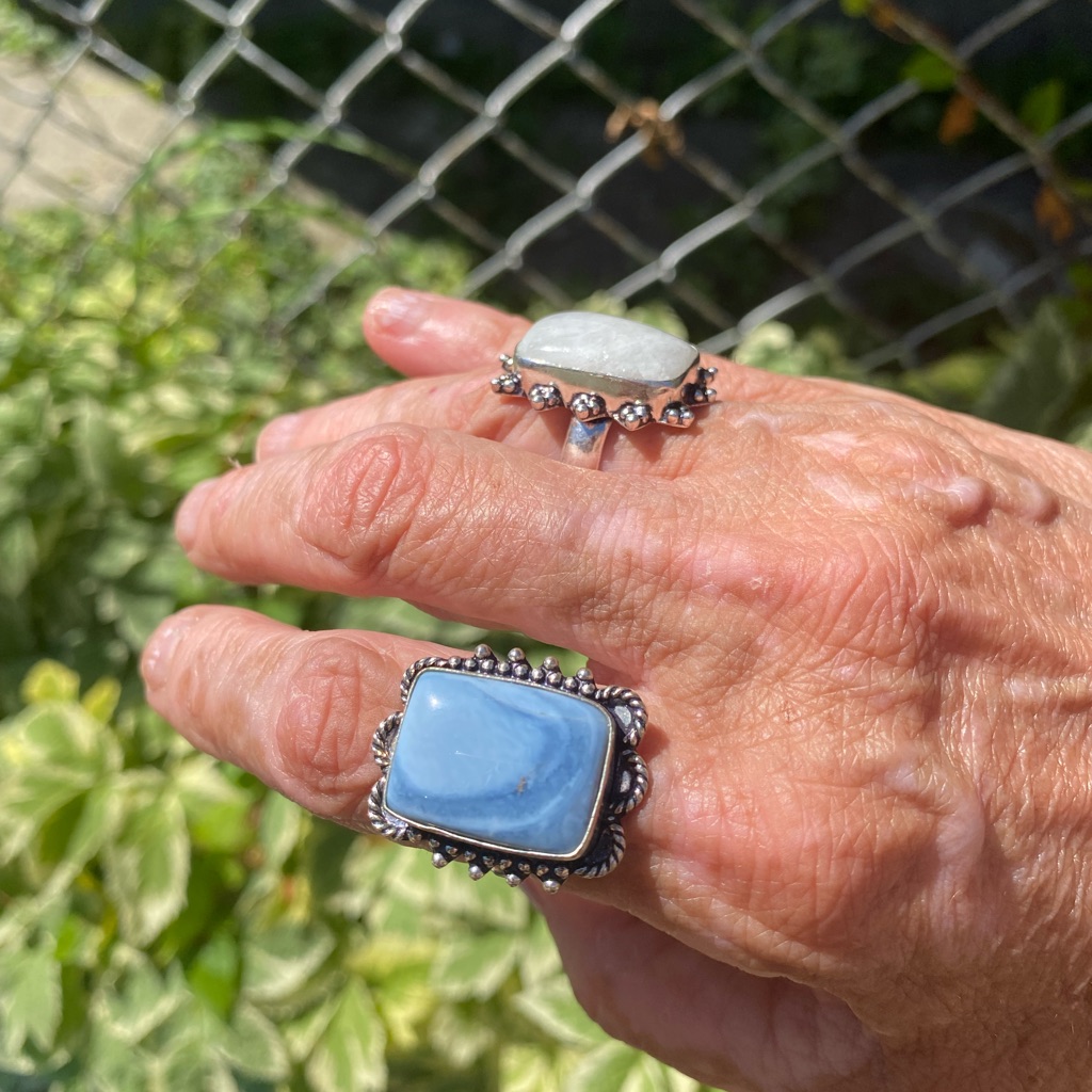 Genuine Owhyee Opal Ring & Sterling Silver Size 8 1/2